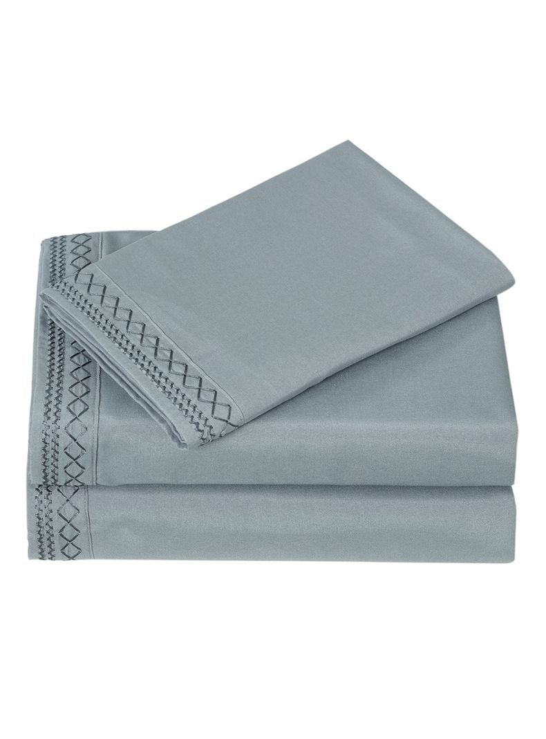 Juego de Sábanas Broderie Gris 1.5 Plazas-2