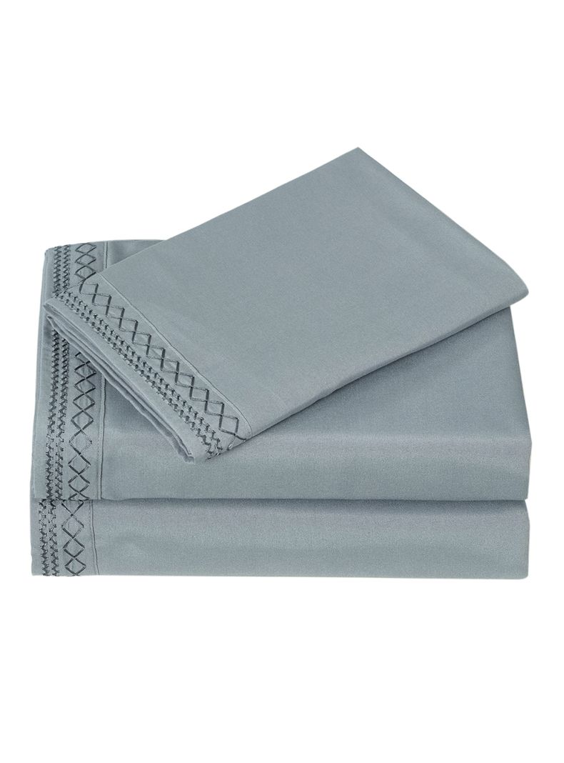 Juego de Sábanas Broderie Gris 2 Plazas-2