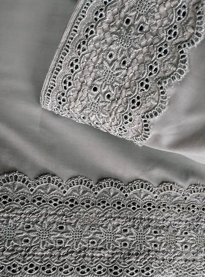 Juego de Sábanas 180 Hilos Broderi King Gris-1