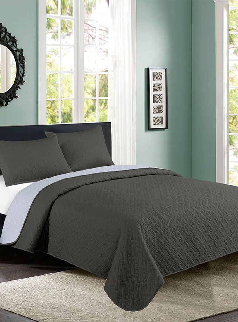 Quilt Bicolor 1.5 Plazas Black-Gray-0