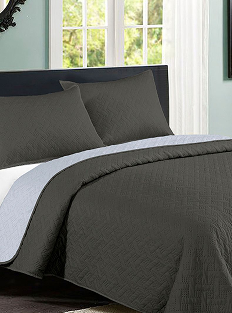 Quilt Bicolor 1.5 Plazas Black-Gray-1