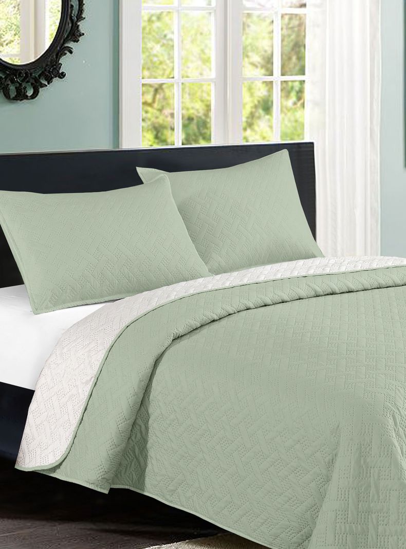 Quilt Bicolor 2 Plazas Olivo-1