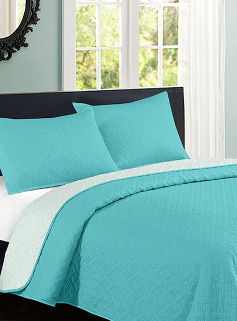 Quilt Bicolor 2 Plazas Turquesa-1