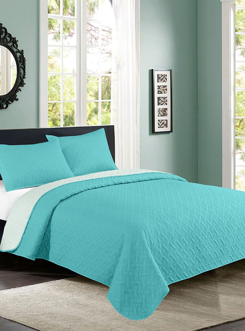 Quilt Bicolor 2 Plazas Turquesa-0