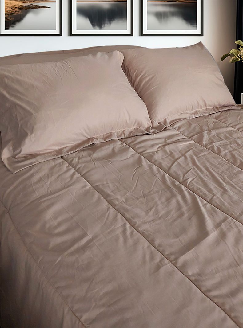 Plumón Sherpa Liso 2 Plazas Taupe-1