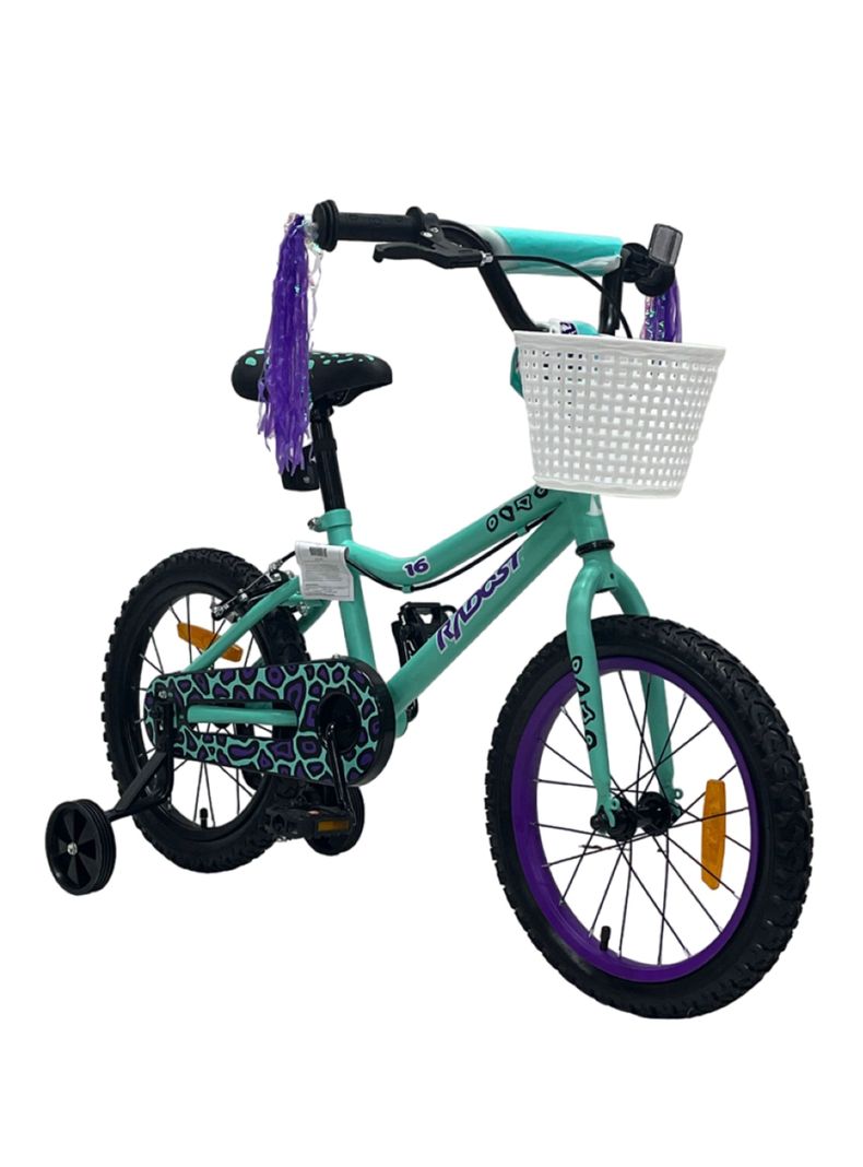 Bicicleta Infantil 12" con Canasto y Ruedas Laterales Verde-1