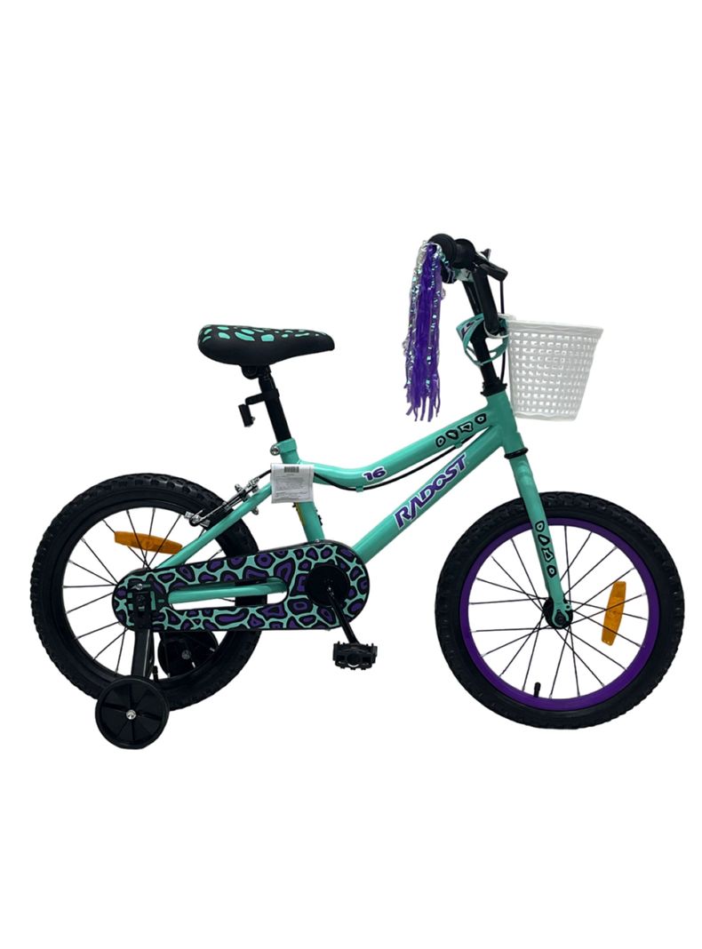 Bicicleta Infantil 12" con Canasto y Ruedas Laterales Verde-0