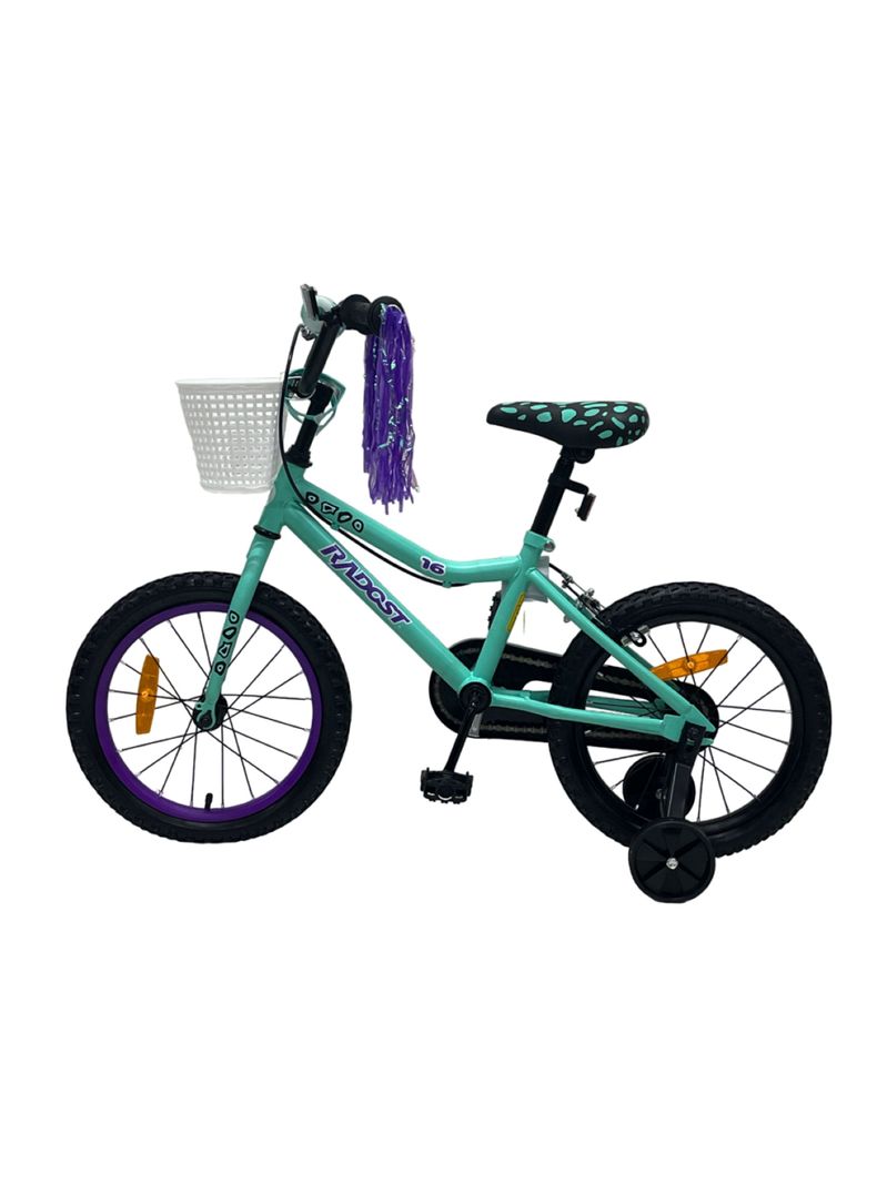 Bicicleta Infantil 12" con Canasto y Ruedas Laterales Verde-2