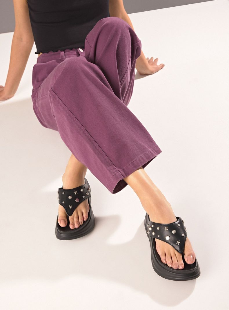 Sandalia Flip Flop Tachas Plataforma Mujer-0