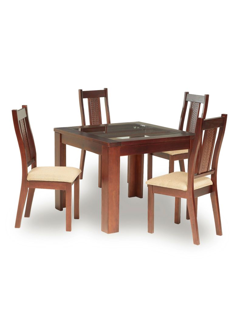 Juego de Comedor New Malaga 4 Sillas Cuadrado Cafe