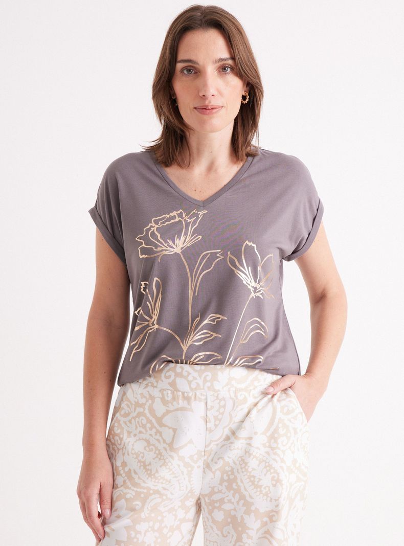 Polera Estampado Tono Metálico-0