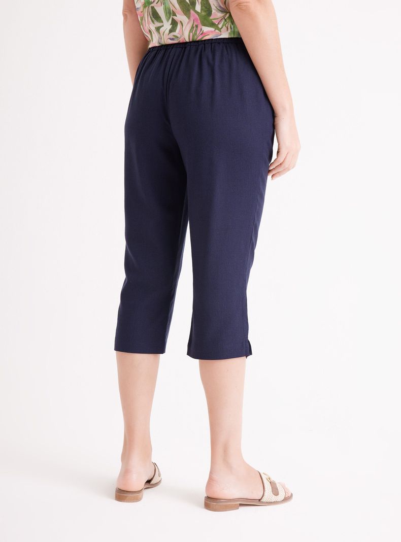 Pantalón Capri de Lino Cintura Elasticada-1