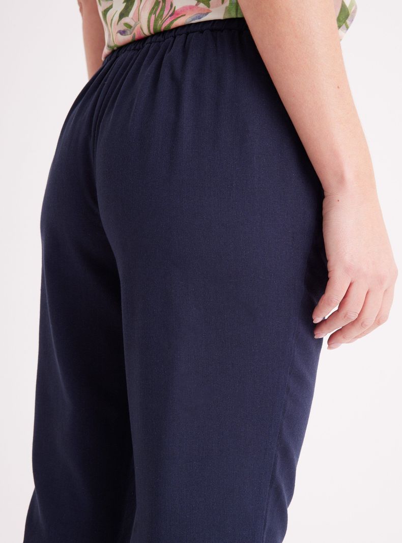 Pantalón Capri de Lino Cintura Elasticada-3