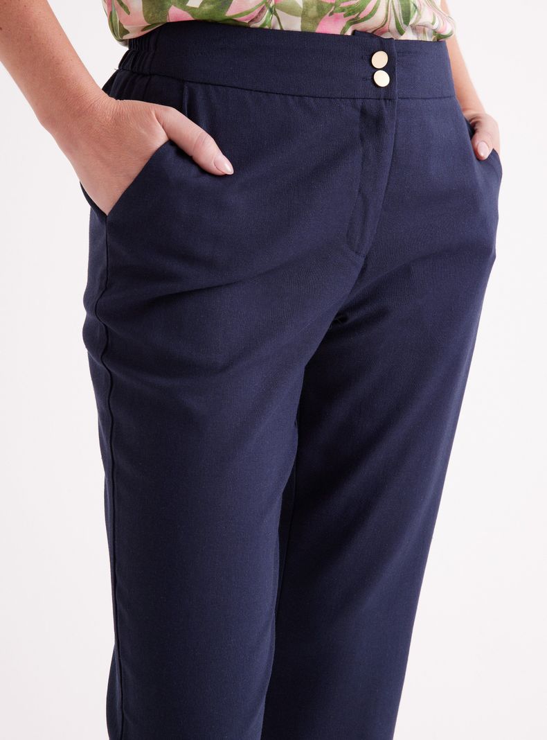 Pantalón Capri de Lino Cintura Elasticada-2