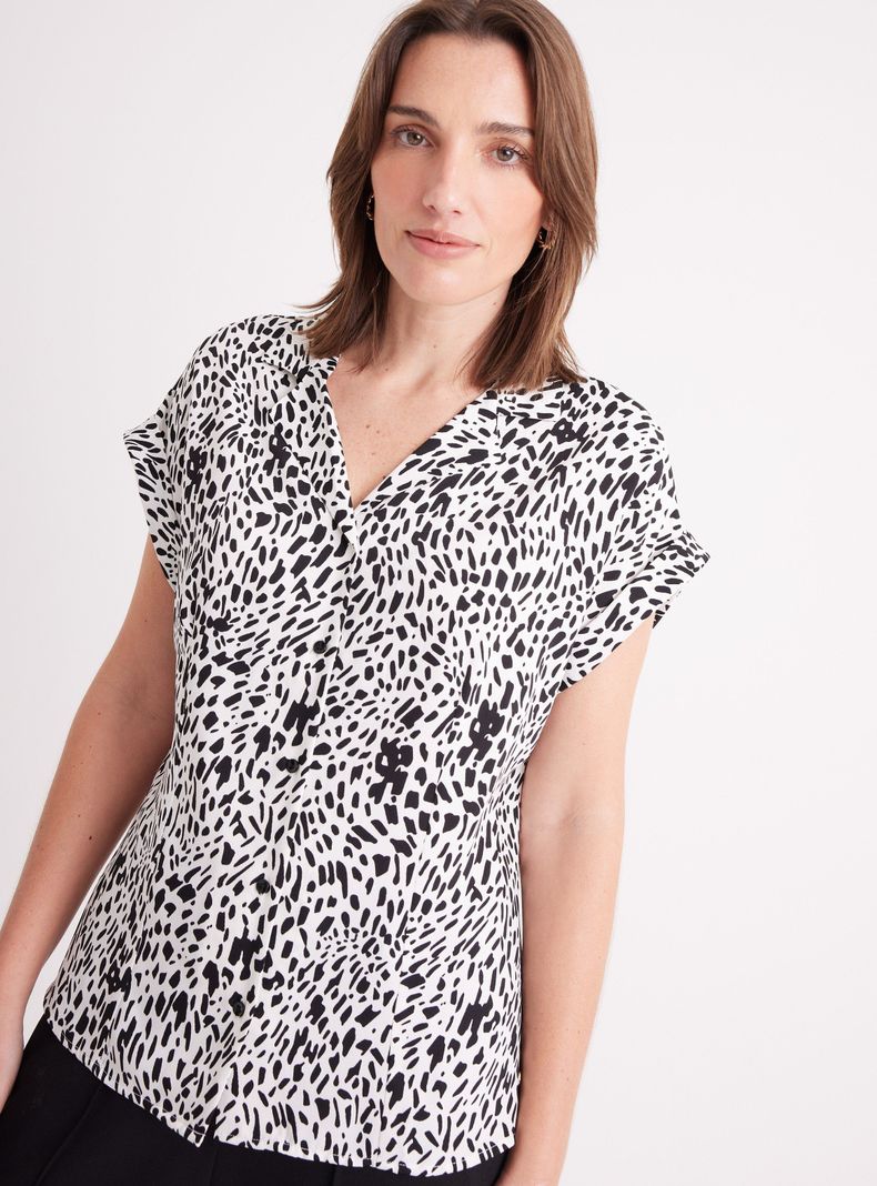 Blusa Camisa Estampada Manga Corta-2