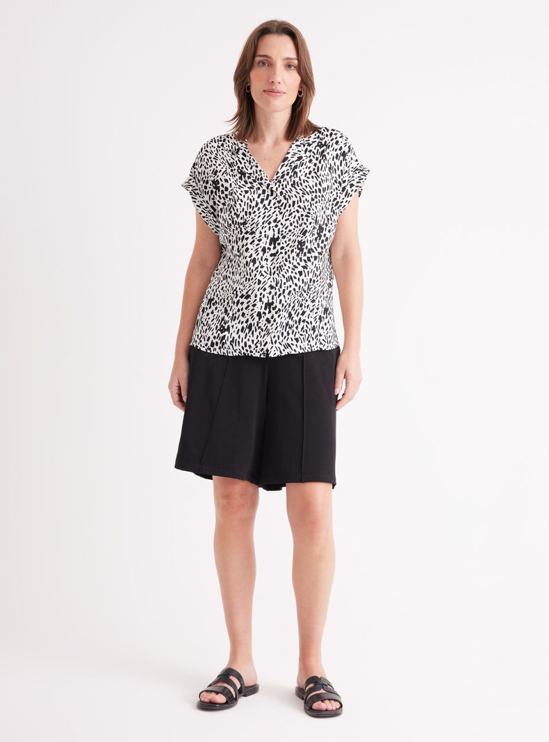 Blusa Camisa Estampada Manga Corta-4