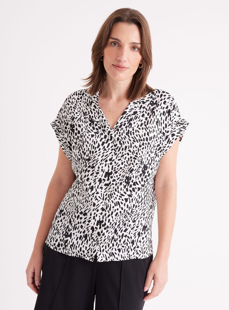 Blusa Camisa Estampada Manga Corta-0