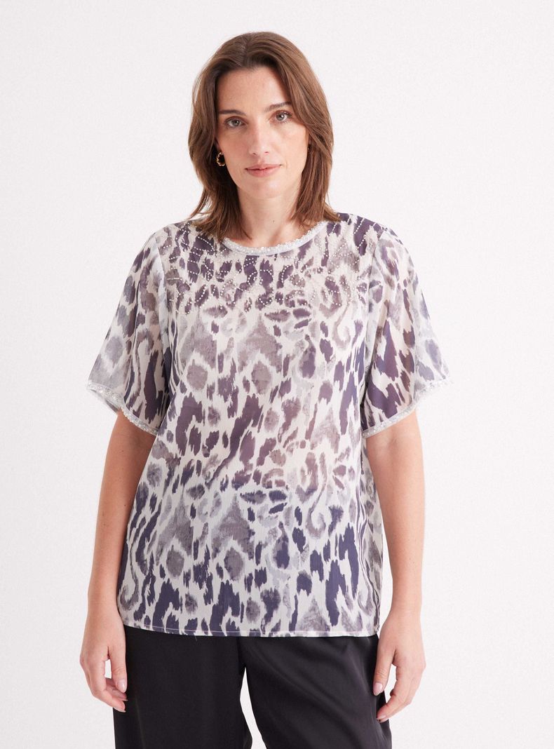 Blusa De Fiesta con Detalle Mostacillas en Escote-0