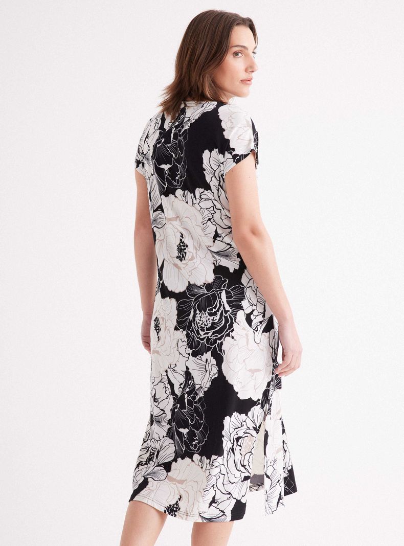 Vestido Escote Cruzado Manga Corto Hombro Caído-1