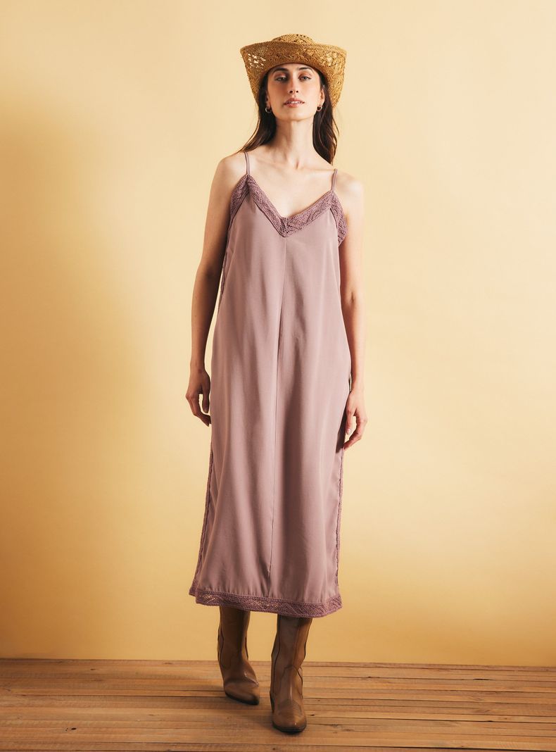 Vestido Largo con Aplicación Macramé-4
