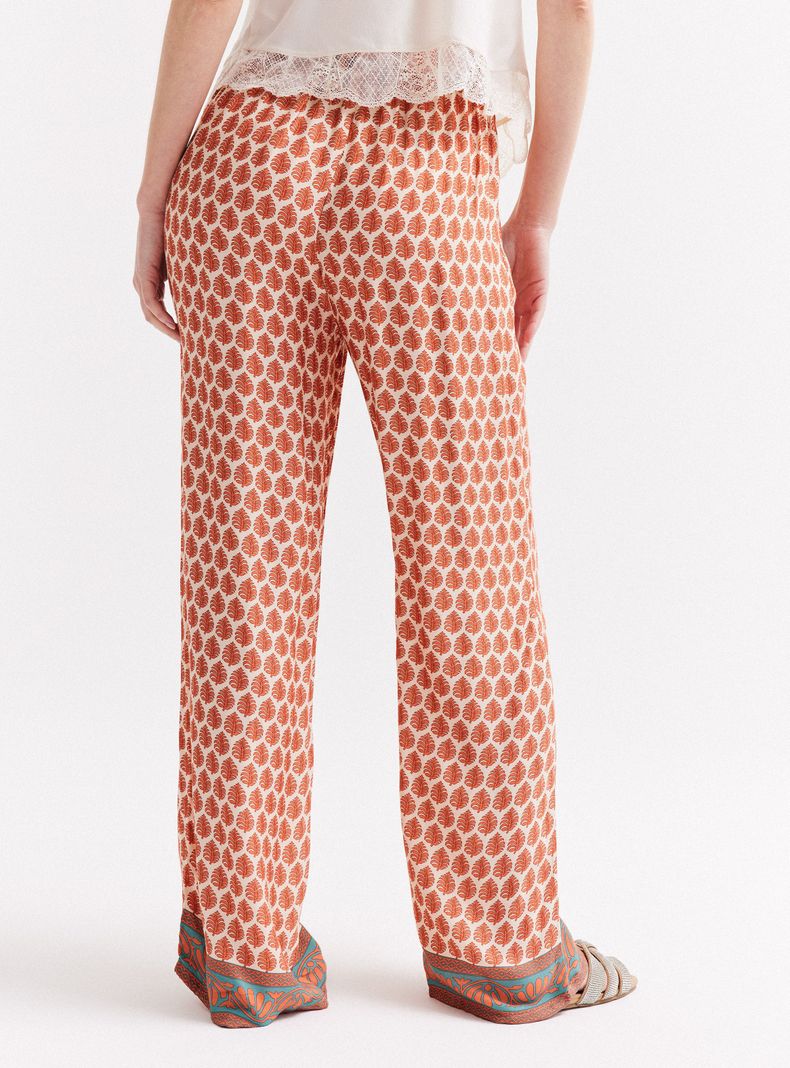 Pantalón Ancho Estampado Cintura Elasticada-1