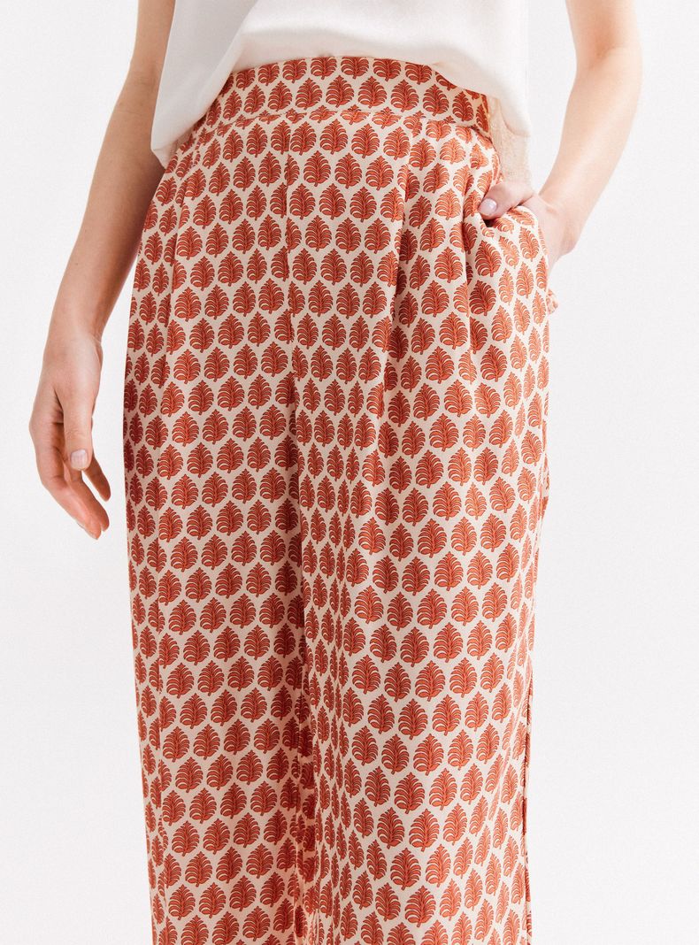 Pantalón Ancho Estampado Cintura Elasticada-2
