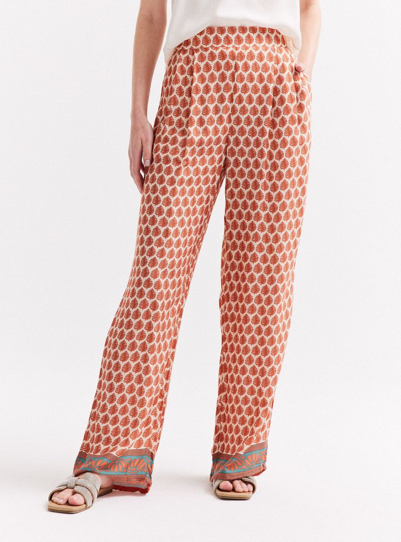 Pantalón Ancho Estampado Cintura Elasticada-0