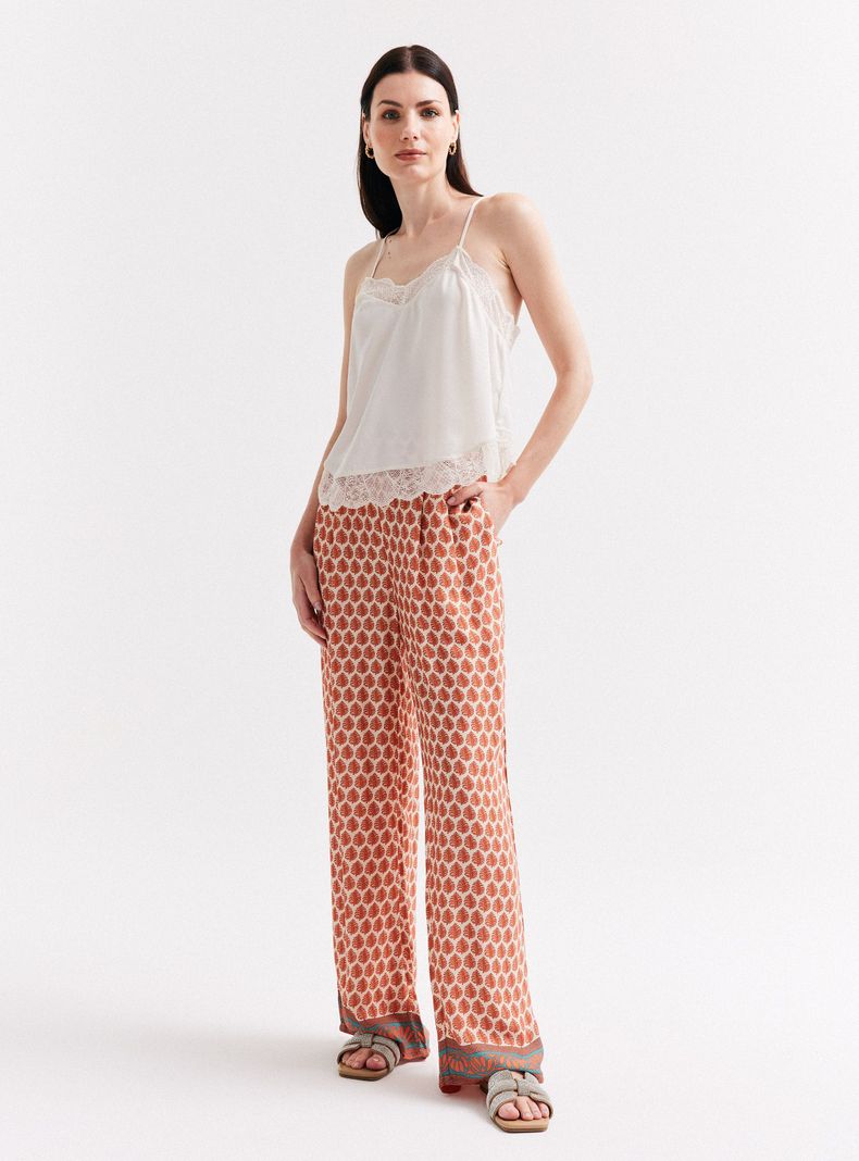 Pantalón Ancho Estampado Cintura Elasticada-5