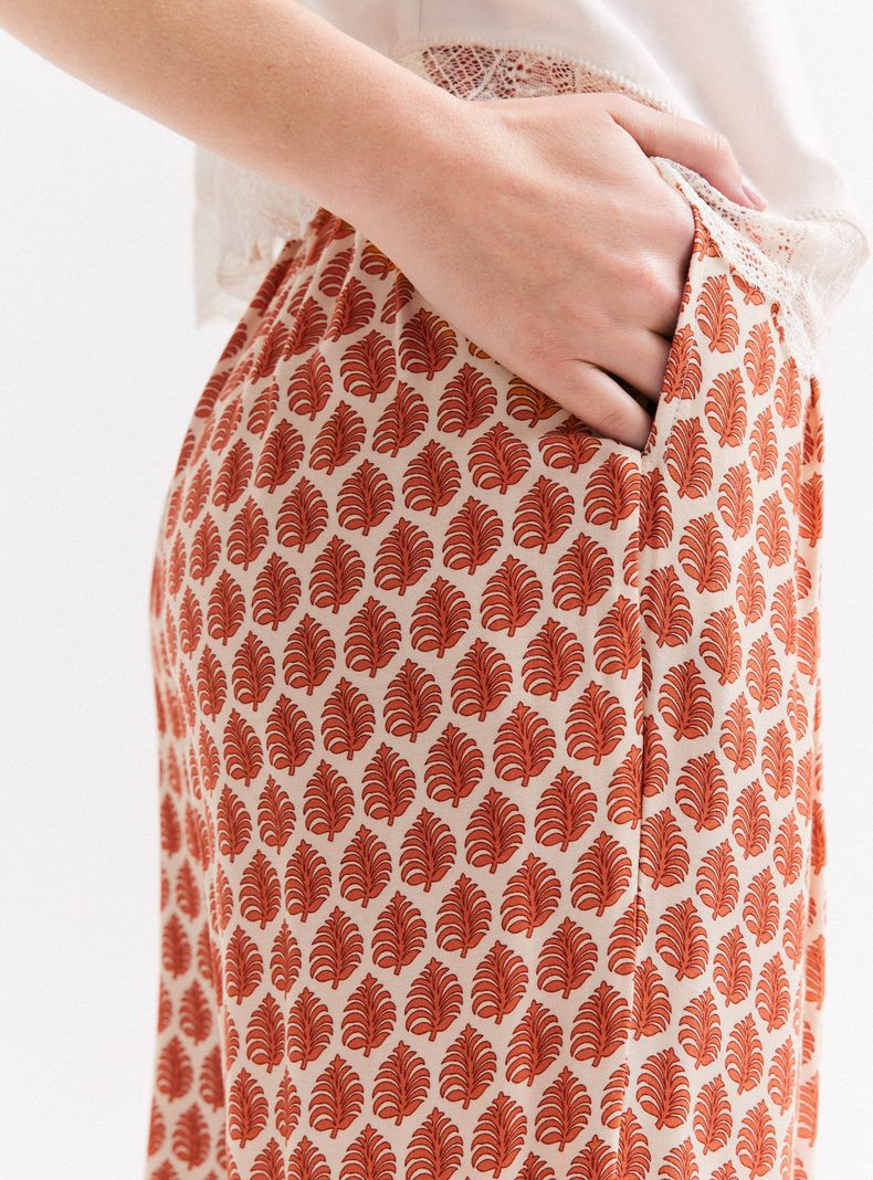 Pantalón Ancho Estampado Cintura Elasticada-3