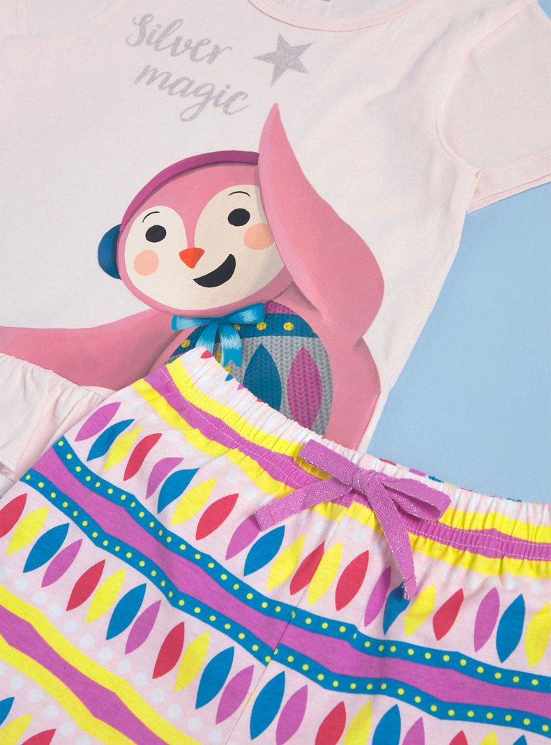 Pijama Corto Estampado Glitter Duende con Vuelos-2