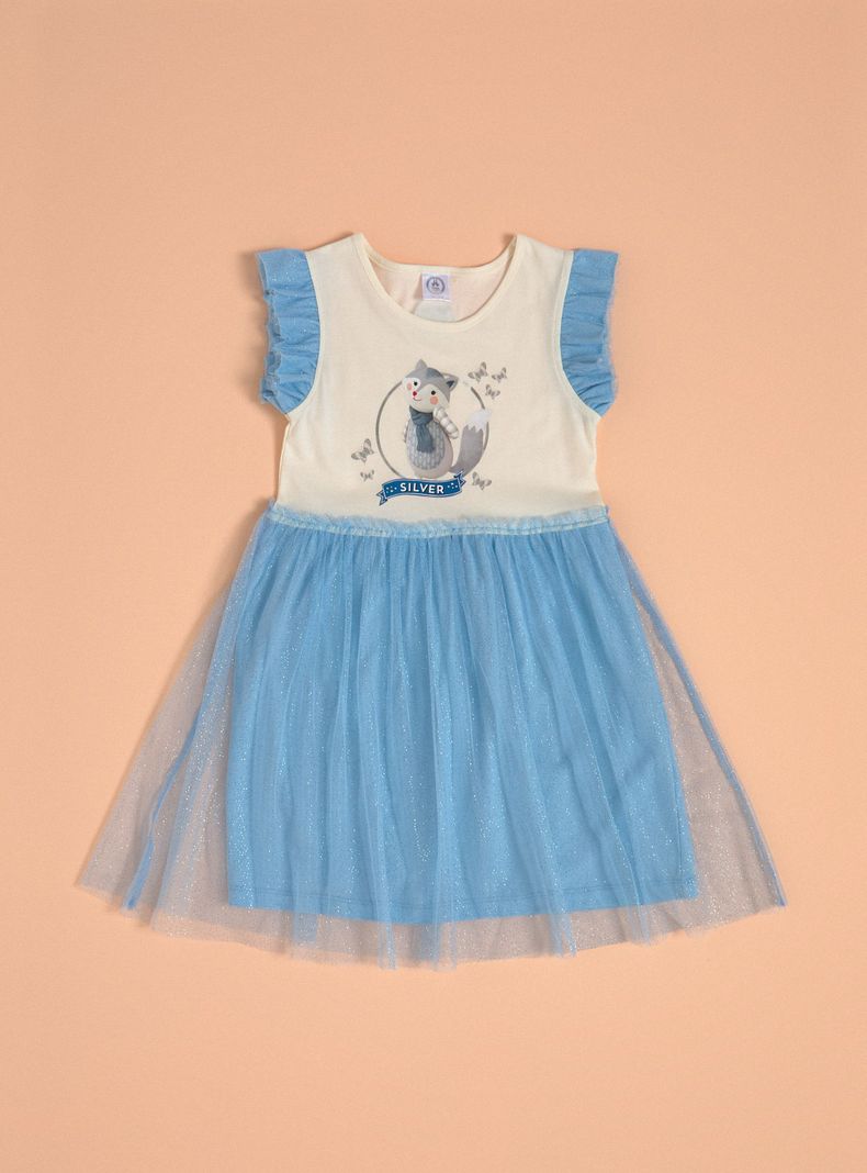 Vestido con Tul y Folia Niña Silver y Maayi-2