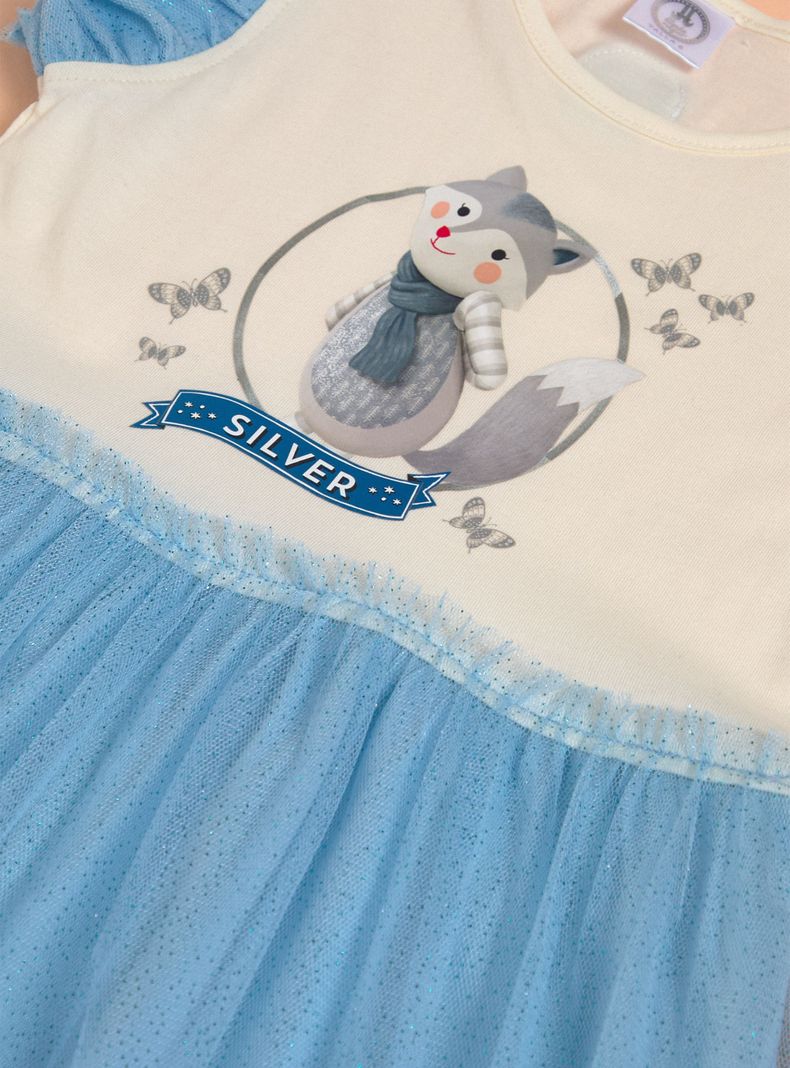 Vestido con Tul y Folia Niña Silver y Maayi-4