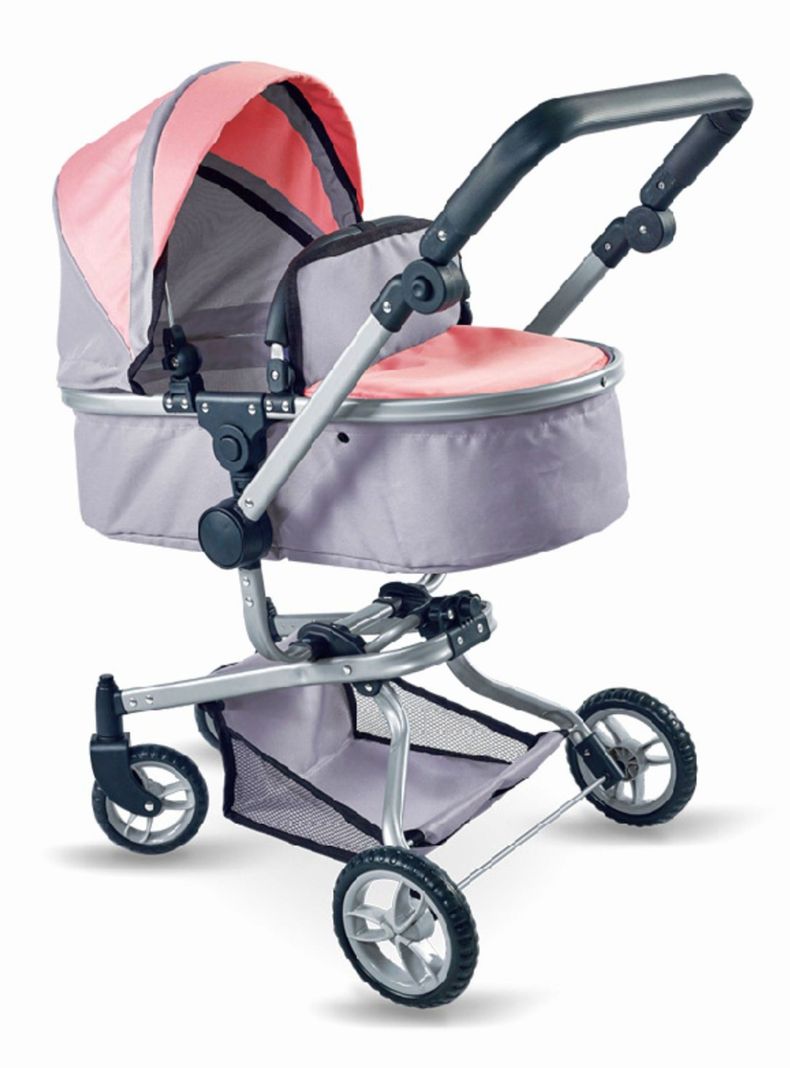 Coche Cuna Muñeca Rosado 2 en 1