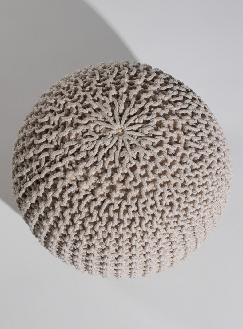 Pouf Tejido Crema 50 x 35 cm-1