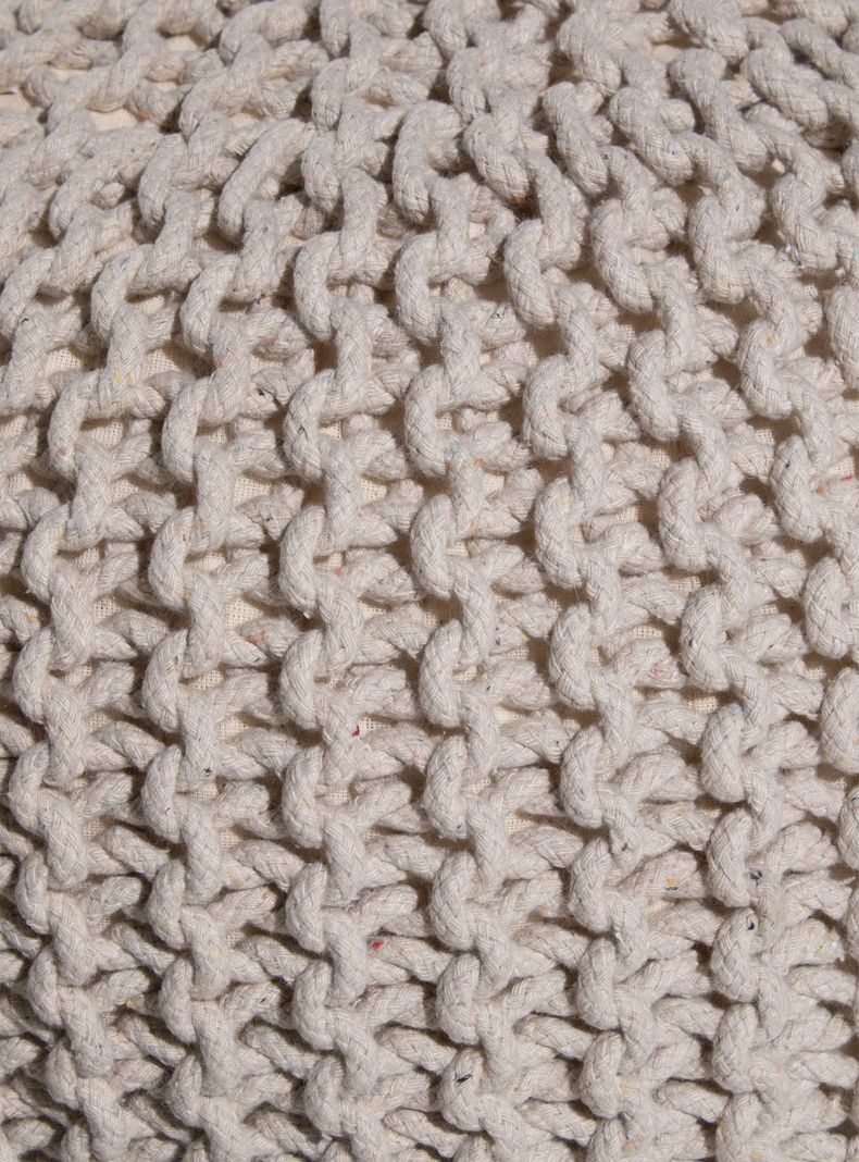 Pouf Tejido Crema 50 x 35 cm-2