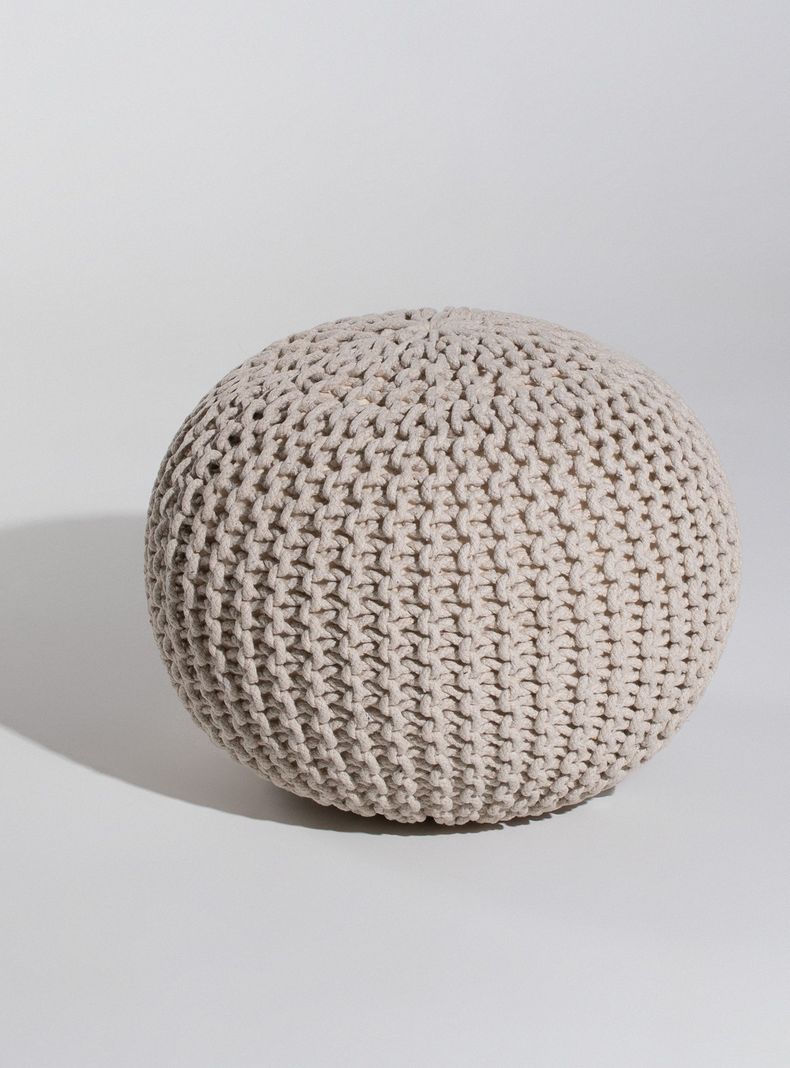 Pouf Tejido Crema 50 x 35 cm-0