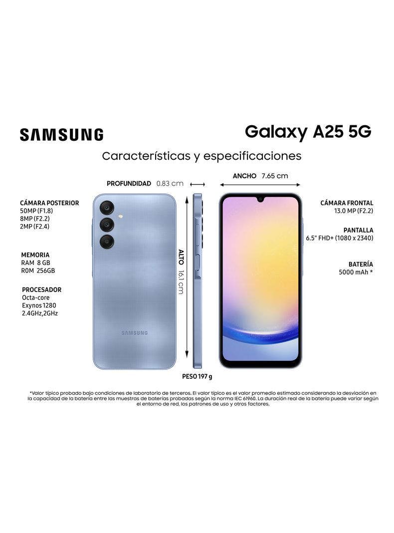 Smartphone Galaxy A25 5G 256GB 6.5" Blue Liberado-5