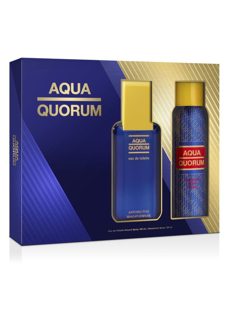 Set Perfume Aqua Quorum EDT Hombre 100 ml + Desodorante 150 ml-1