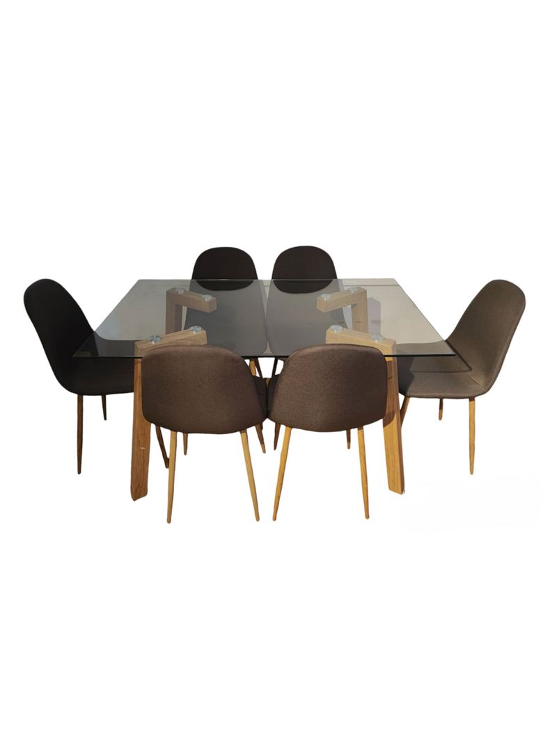 Juego Comedor Jockey Natural + 6 Sillas Cross-0