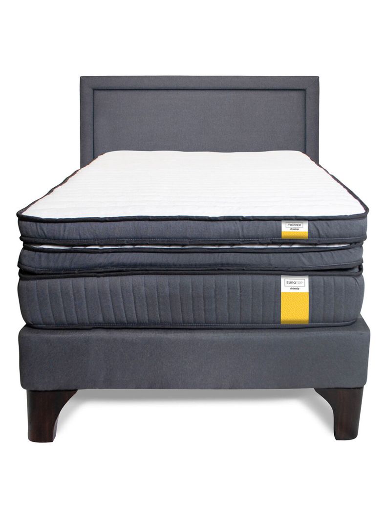 Cama Europea 1 Plaza + Topper + Respaldo-2