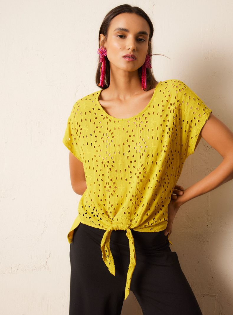 Blusa Plano Delantero Punto Espada y Nudo-0