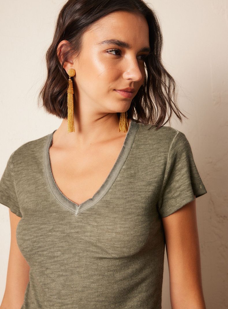 Polera Tela de Algodón en Cuello y Mangas-2