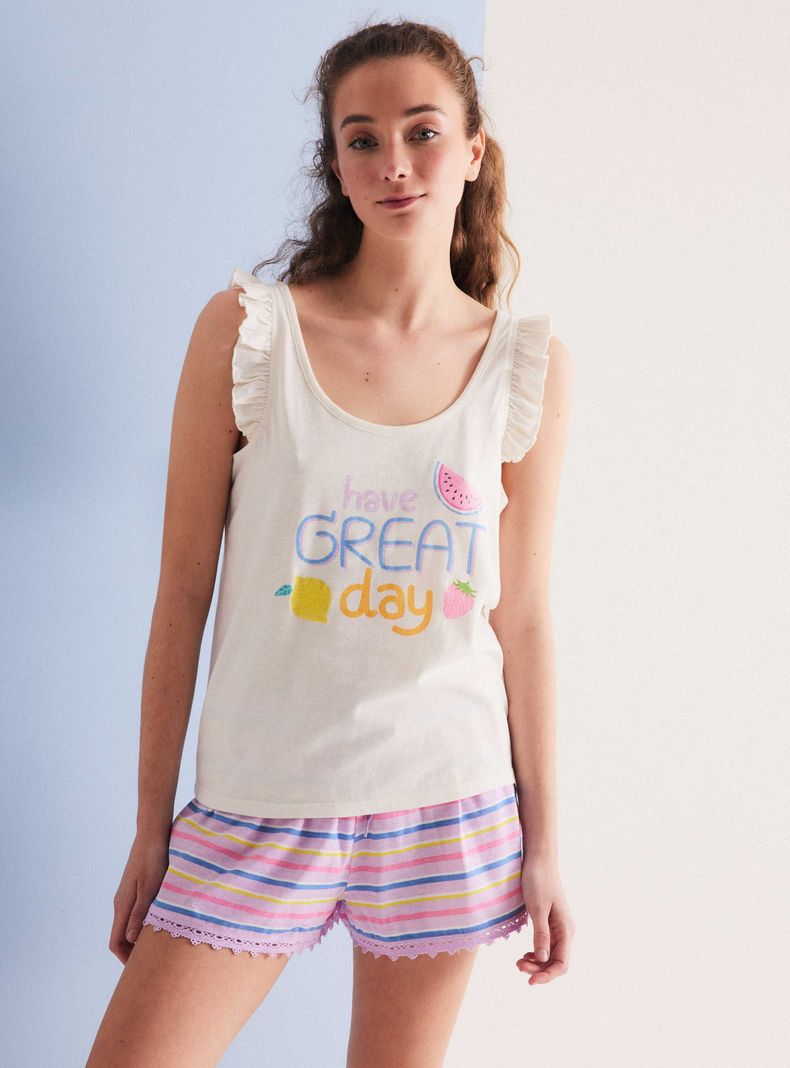 Polera Pijama Estampado con Vuelos Ármalo-0