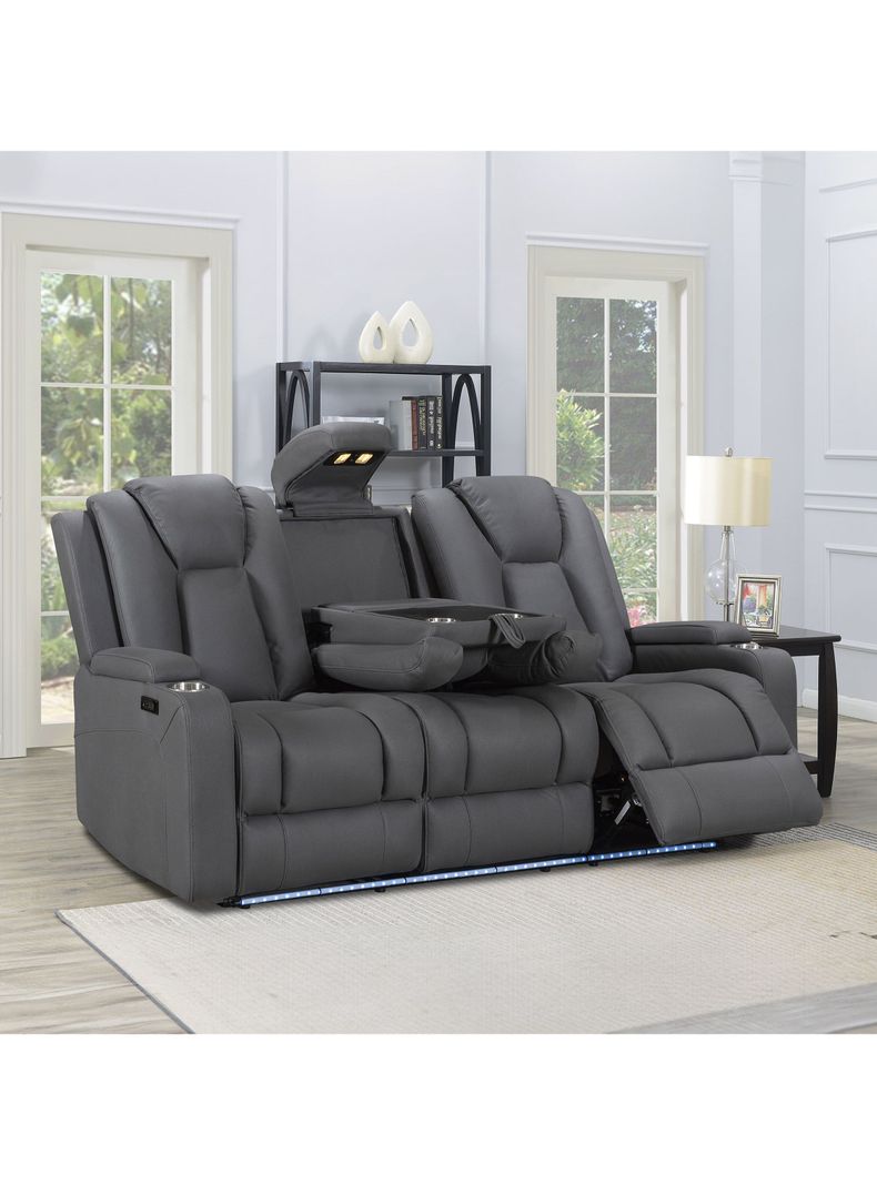 Sofá Reclinable Full Granada 3 Cuerpos Gris-4
