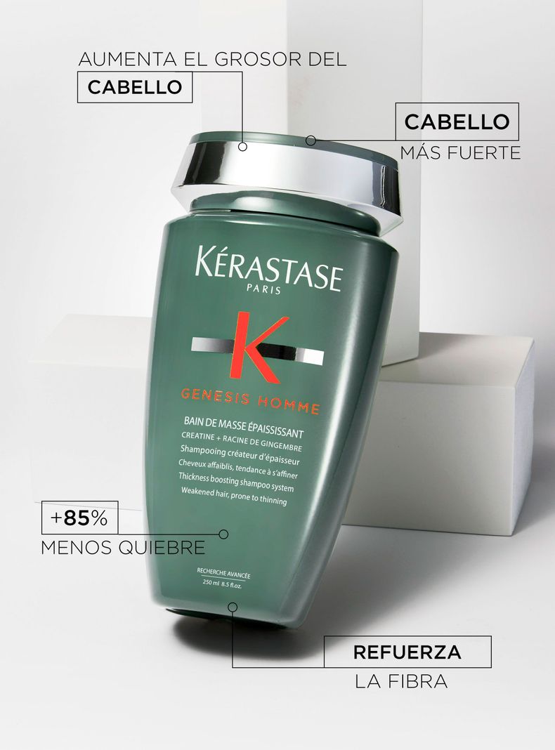 Shampoo Potenciador Anti-Caída Cabello Frágil Bain De Masse Épaississant Genesis Homme 250ml-1