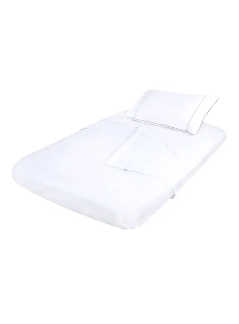 Juego de Sábanas Playard Lisas Más Funda Blanca Borde Gris-0