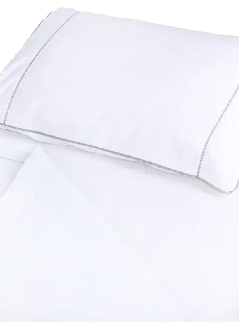 Juego de Sábanas Playard Lisas Más Funda Blanca Borde Gris-1
