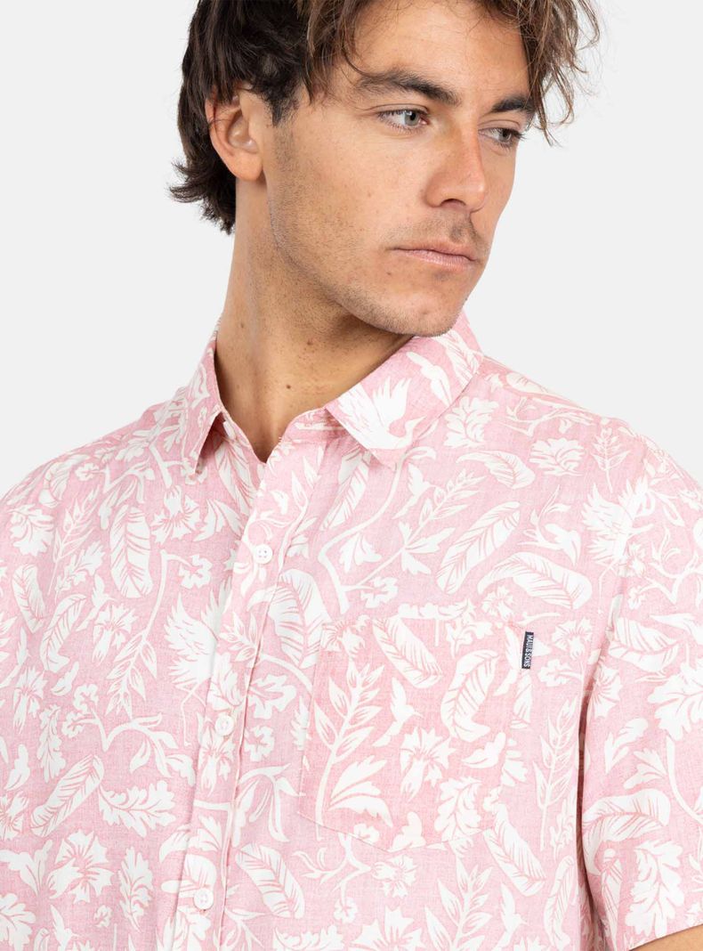 Camisa Casual MC Full Print Hojas-2