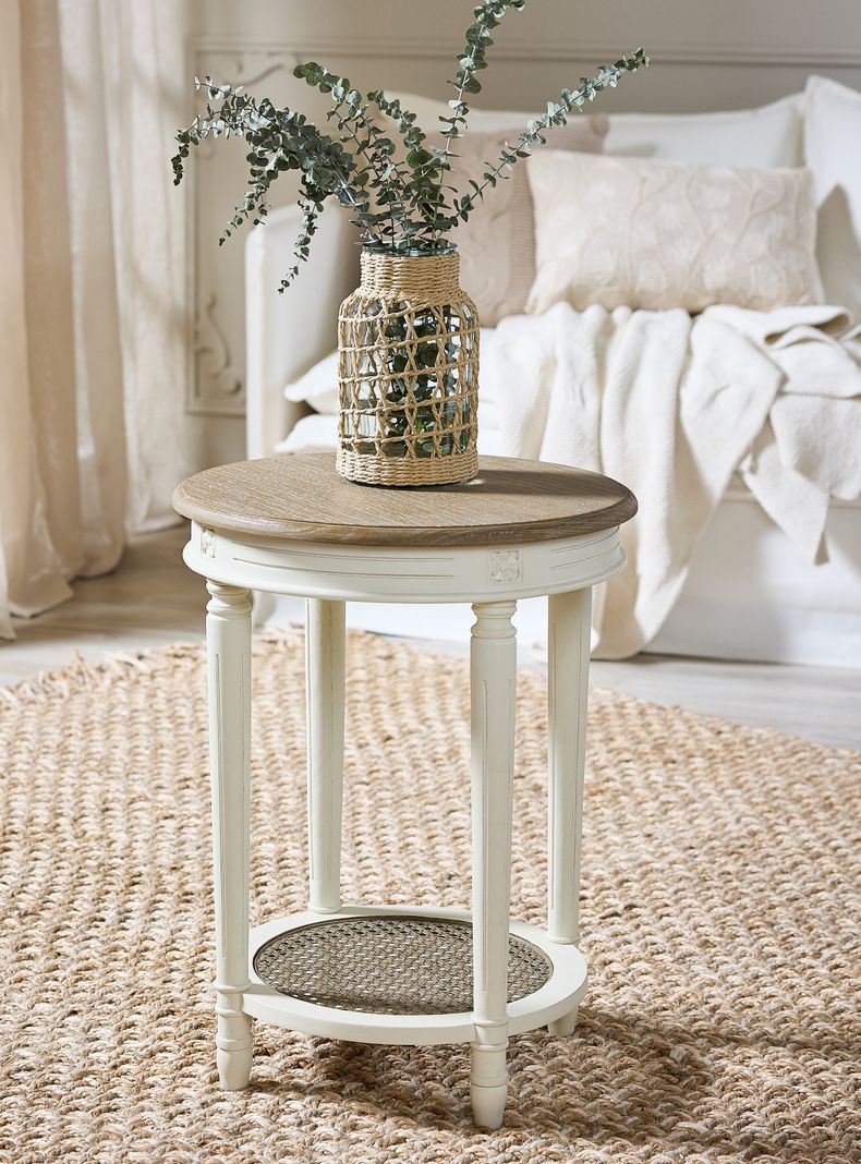 Mesa Lateral Helena Junco Redonda 50 cm Blanco-7