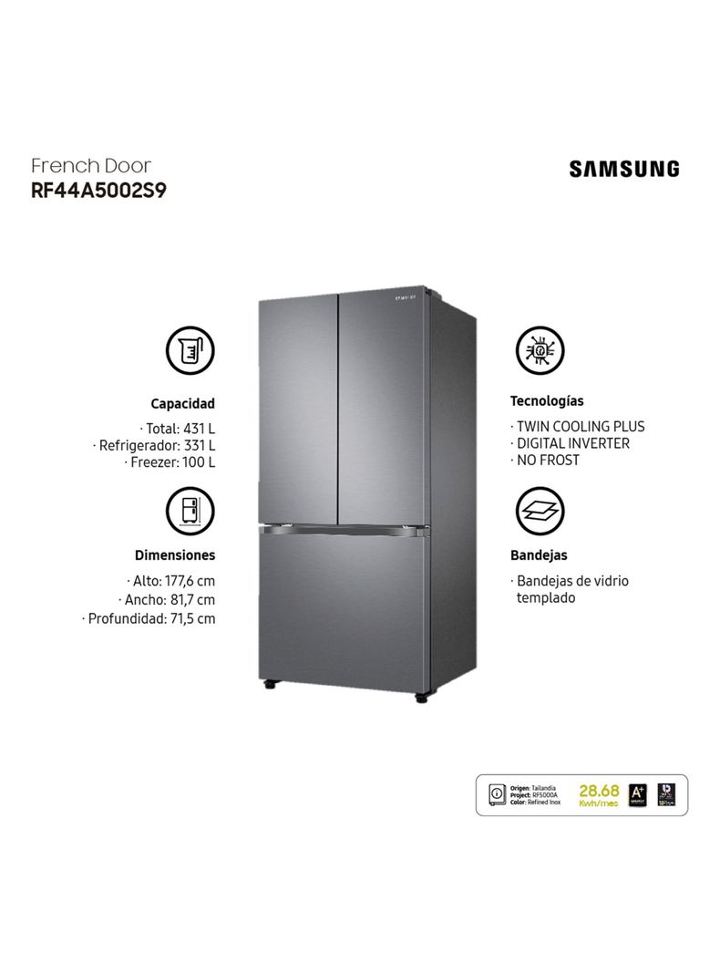 Refrigerador French Door No Frost 431 Litros RF44A5002S9/ZS-4